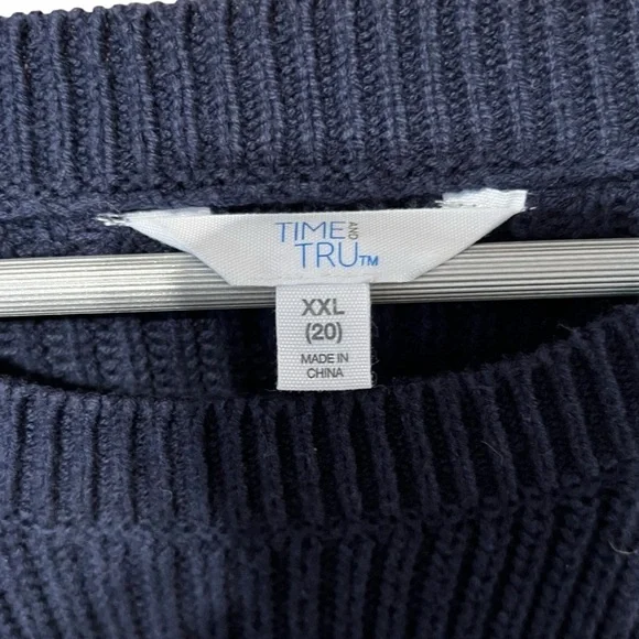 Time and Tru Navy Blue Knit Sweater – Size XXL (20) - Picture 4 of 4